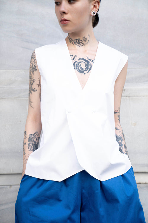 Tom Vest Unisex One Button Double-Breasted Grey/White