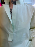 Dante No Latte Oversize White Shirt Long Sleeve Logo Embroidered Pocket